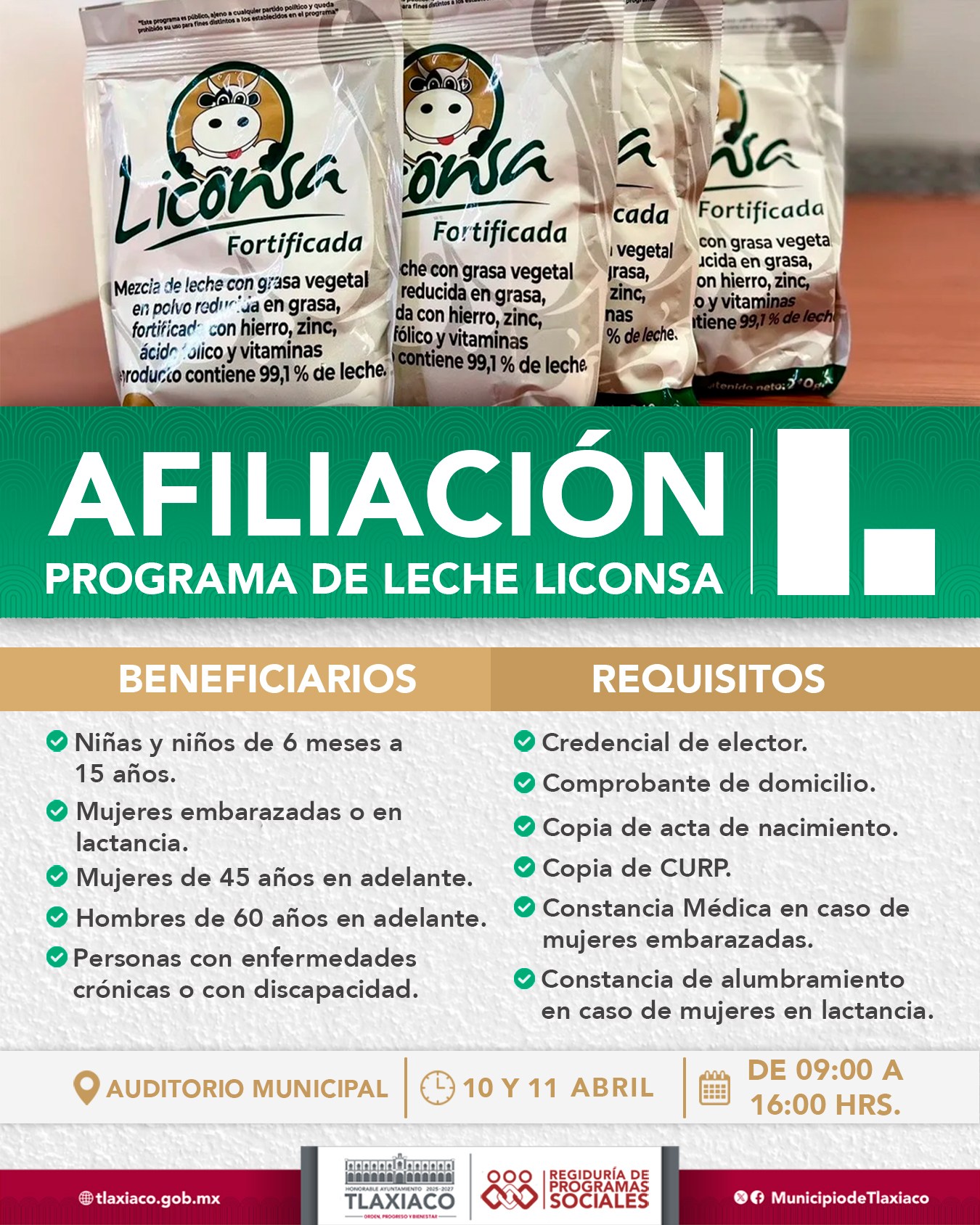 AFÍLIATE AL “PROGRAMA DE LECHE LICONSA”