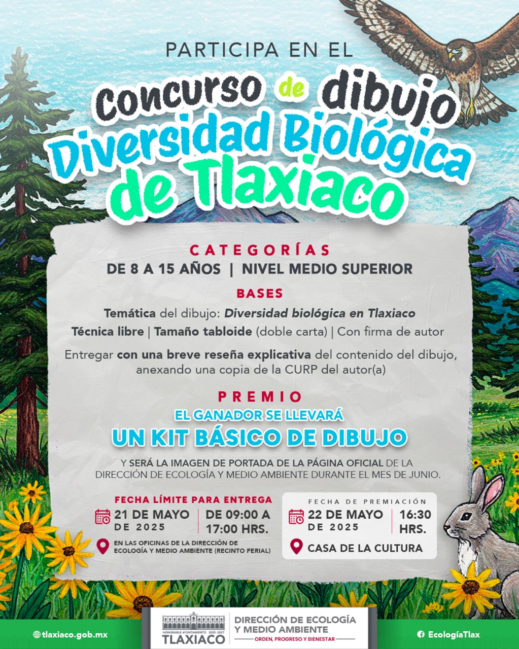 TE INVITAMOS A PARTICIPAR EN EL “CONCURSO DE DIBUJO PARA LA DIVERSIDAD BIOLÓGICA DE TLAXIACO”