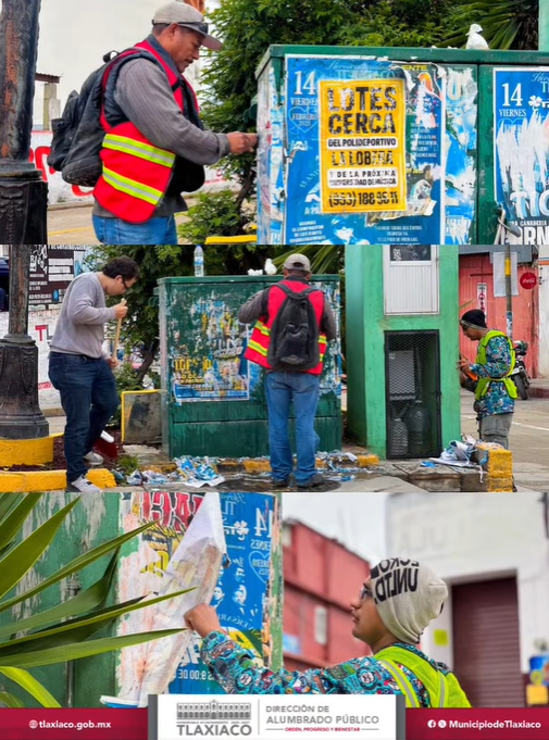 SE LLEVÓ A CABO LA LIMPIEZA DE LOS POSTES DE CFE Y TELMEX, SOBRE AV. INDEPENDENCIA