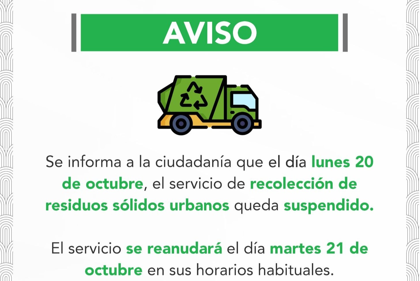 COMUNICADO POR LA DIRECCIÓN DE ECOLOGÍA Y MEDIO AMBIENTE AL 19 DE OCTUBRE DE 2025.