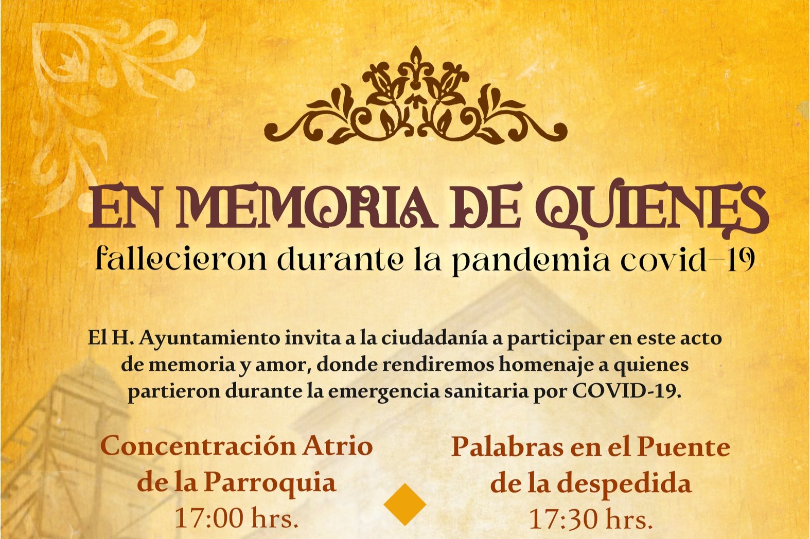 EN MEMORIA DE QUIENES FALLECIERON DURANTE LA PANDEMIA DEL COVID-19