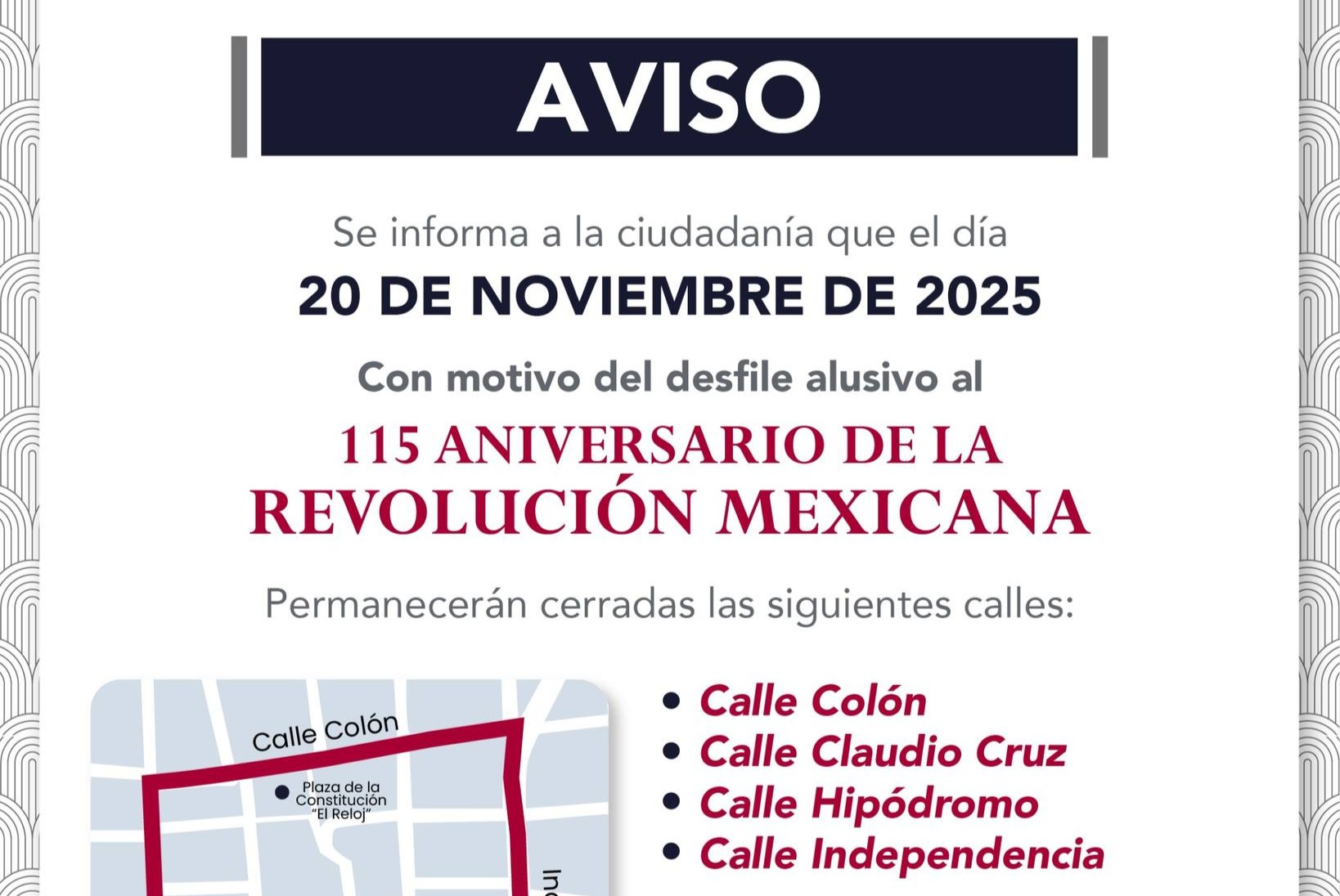 AVISO POR LA DIRECCIÓN DE VIALIDAD MUNICIPAL